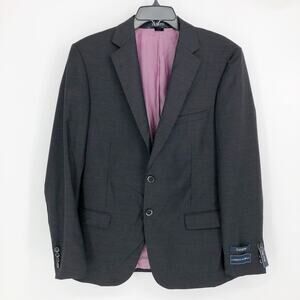 ZANETTI Men's Slim Fit Porto Suit Blazer Jacket 44R Dark Grey 100% Wool 2 Button